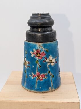 19th Century Longwy Cloisonné Enameled Shaker Signed metal top Salt / Pepper